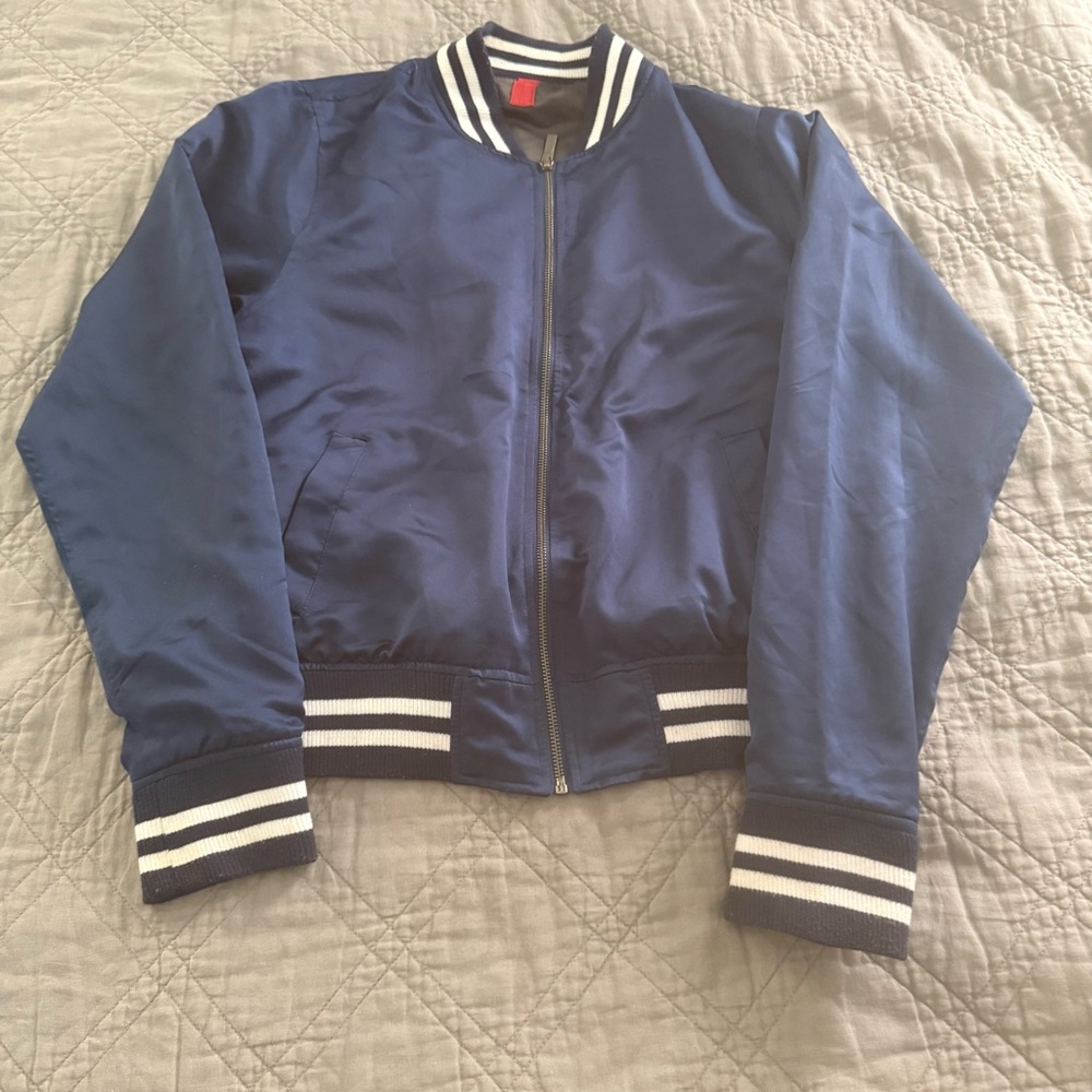 Del Toro, Men’s, Satin Bomber Reversible Jacket Small Navy/Gray